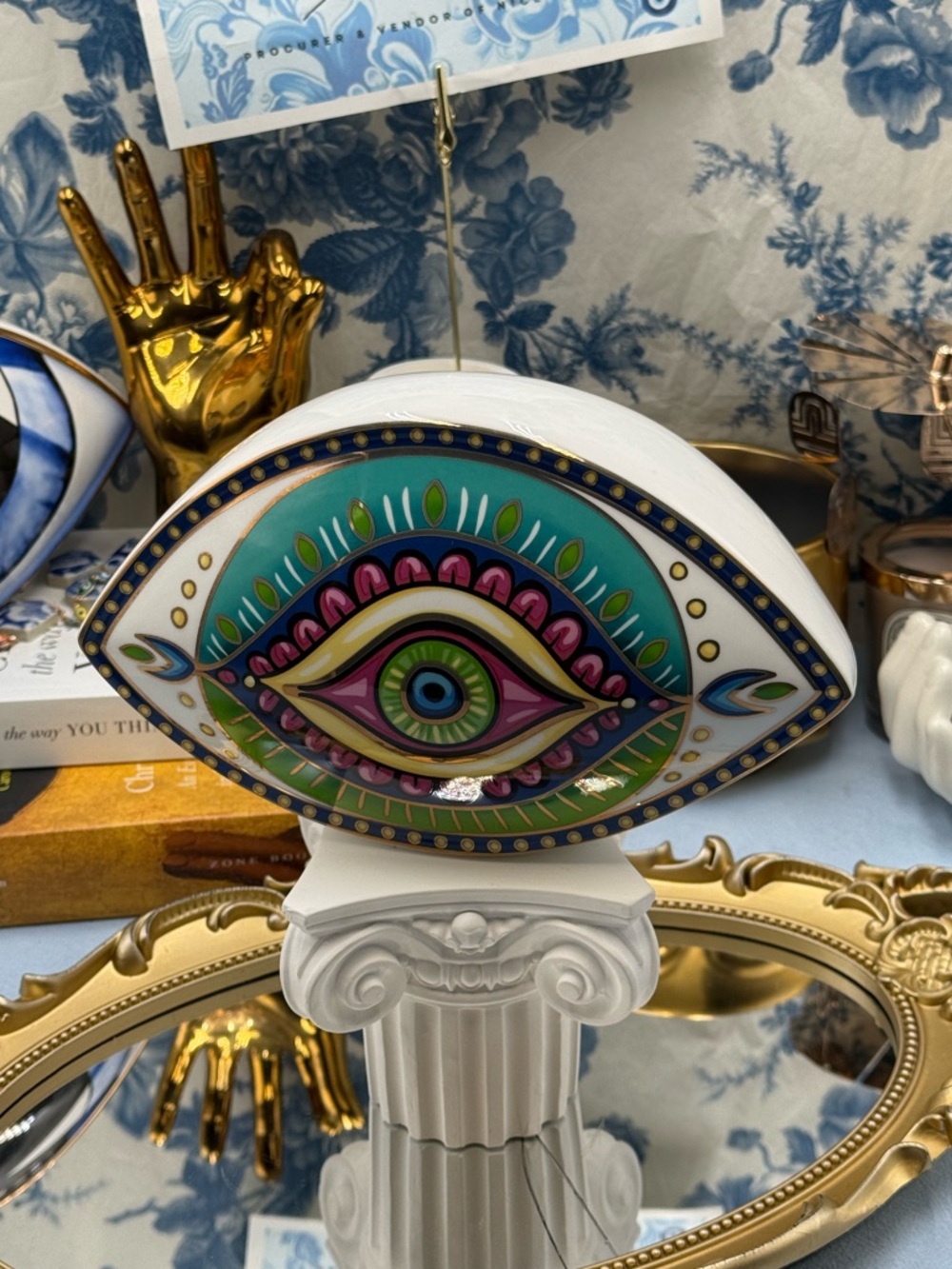🆕 THE PROCURESS COLLECTION 🧿 All-Seeing Eye Paperweight - Vibrant Teal & Gold - Picture 8 of 15